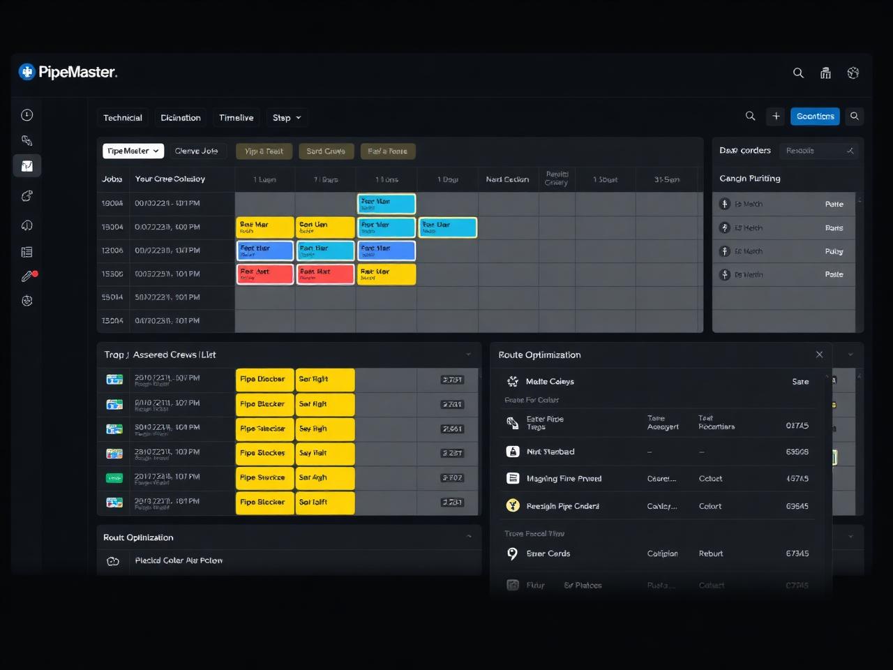 PipeMaster Dispatch board